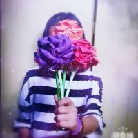 头像女背影日落